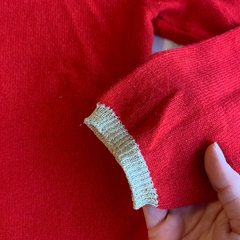 100% Cashmere 2 ply Peck and Peck Red Sweater - Picture 6 of 11